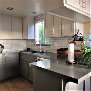 remodel, Silva Construction kitchen remodel, addition, tile, quartz counters, refinish cabinets. painted doors, hidden hindges