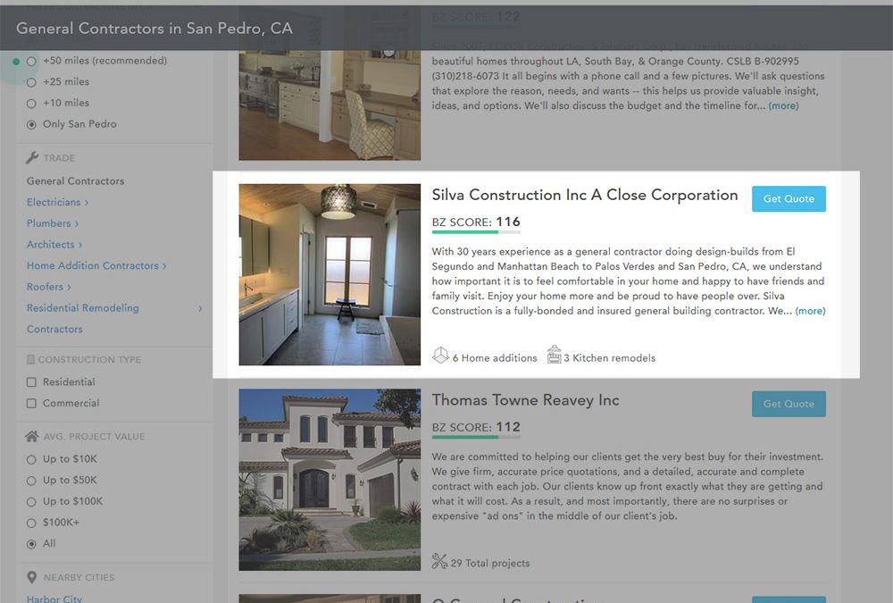 Silva Construction Is Listed as One of 10 Best Contractors in San Pedro